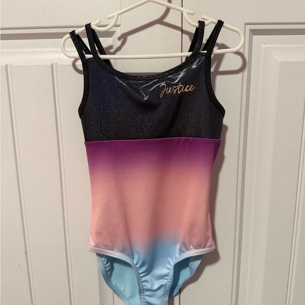 Justice Black and Gradient Pink Blue Leotard